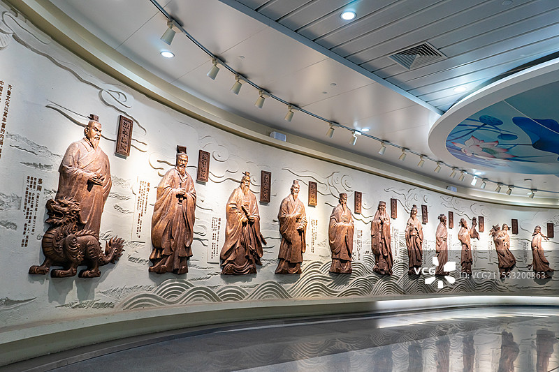 中国山东齐鲁十二圣，廉政名士多，孔丘孔子孙武墨翟鲁班扁鹊荀况诸葛亮晏婴室管仲姜子牙虞舜皋陶图片素材