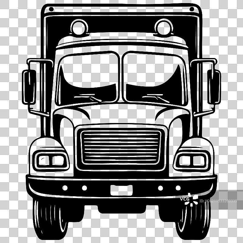 卡通半挂车手绘线条图图片素材