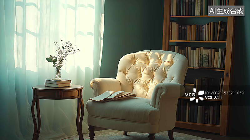 【AI数字艺术】宁静的阅读角落图片素材