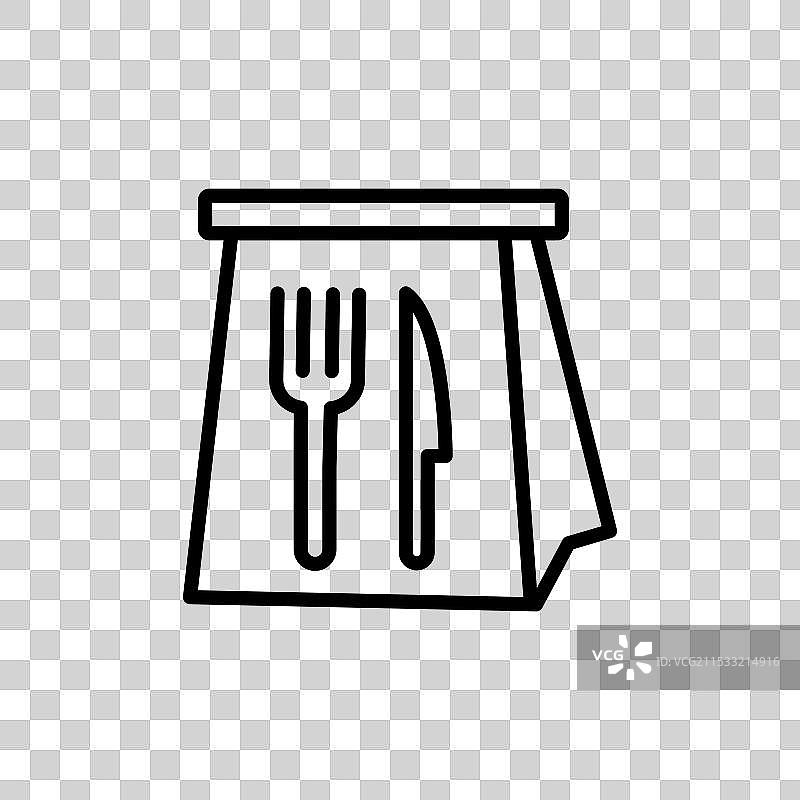 外卖午餐食品配送纸袋图标集图片素材