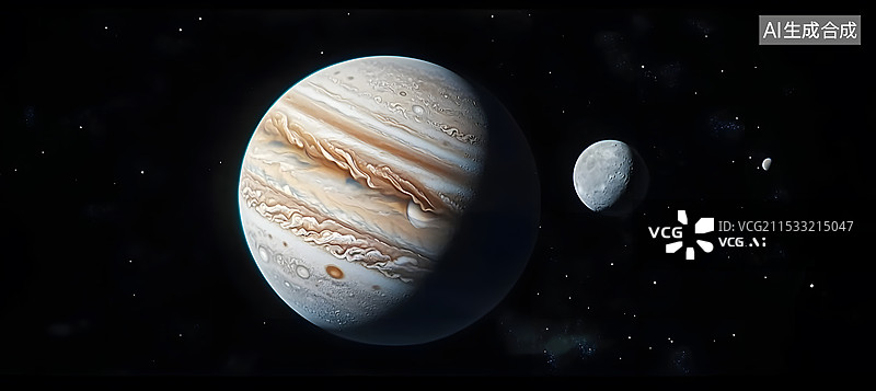 【AI数字艺术】宇宙太空中行星与卫星的特写图片素材