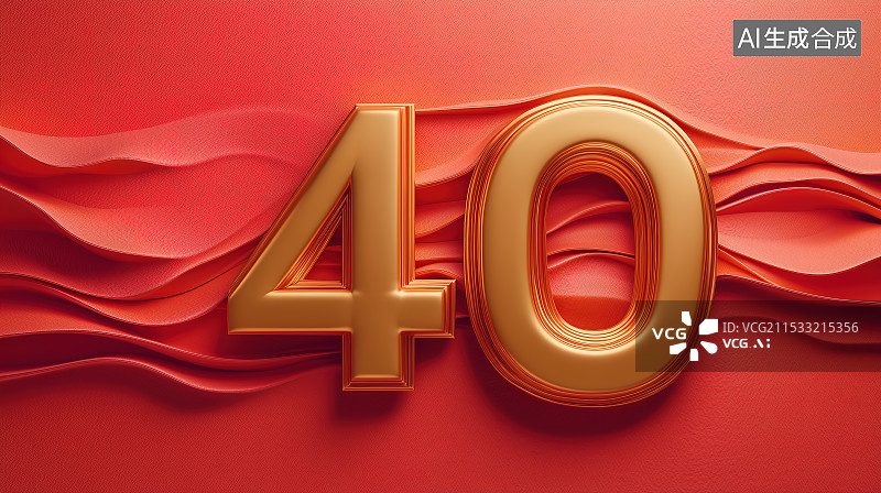 【AI数字艺术】四十周年庆典背景插画图片素材