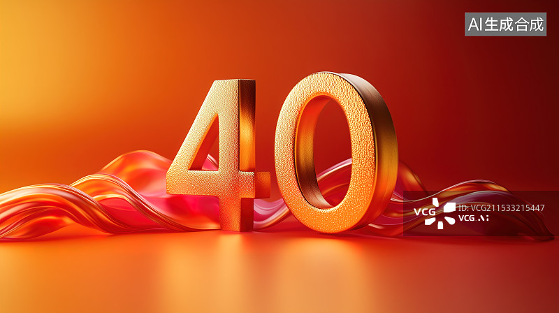 【AI数字艺术】四十周年庆典背景插画图片素材