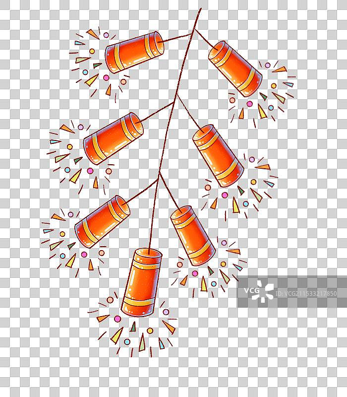 一串红色的鞭炮传统节日物品免抠元素图片素材