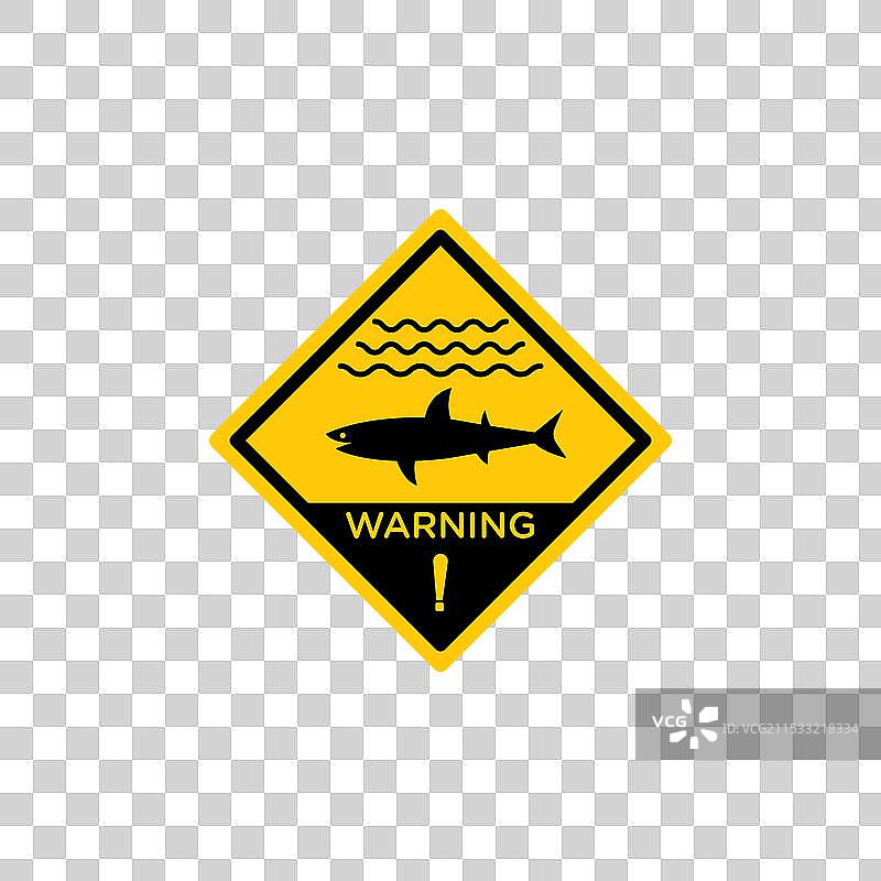 鲨鱼警告标志图标集，海洋安全警示图片素材