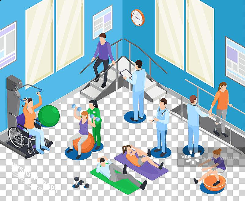 物理治疗等长收缩组合图片素材