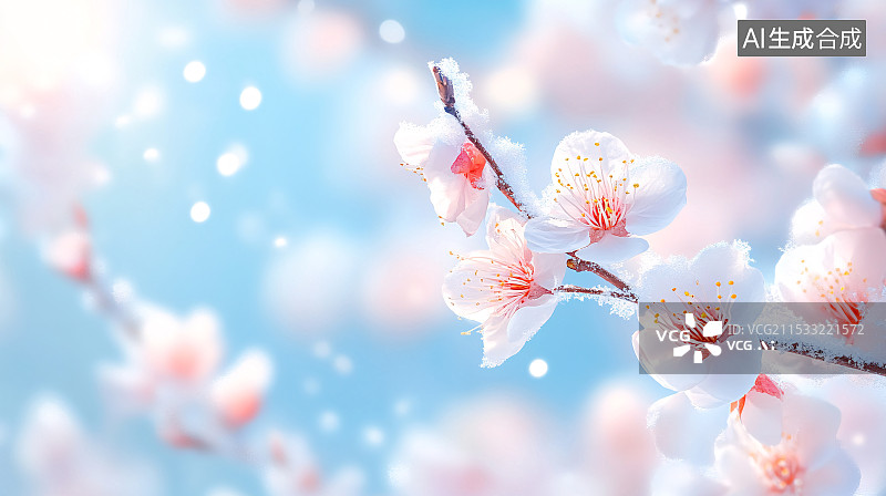 【AI数字艺术】冬天梅花盛开插画图片素材