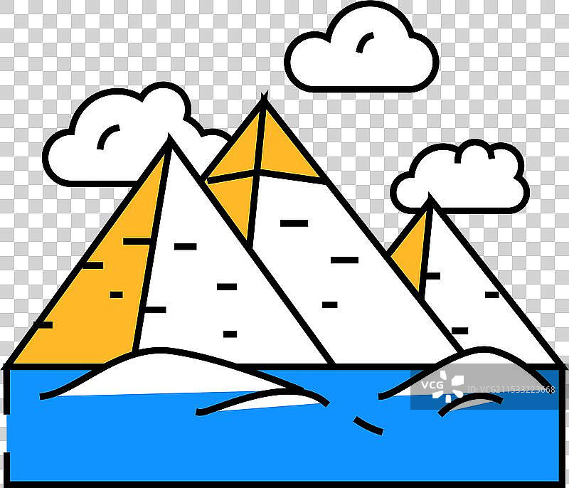 金字塔建筑图标 彩色图片素材