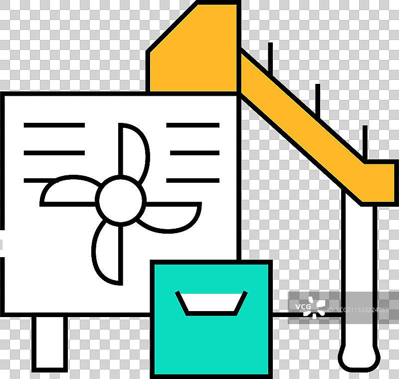 切割培根的机器图标，彩色图片素材