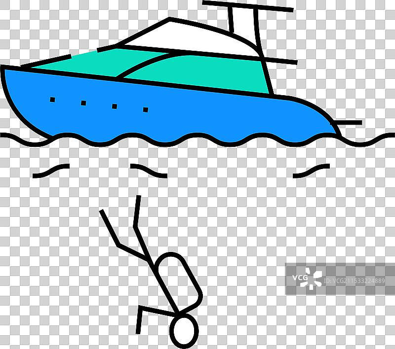 游艇潜水员图标 彩色图片素材