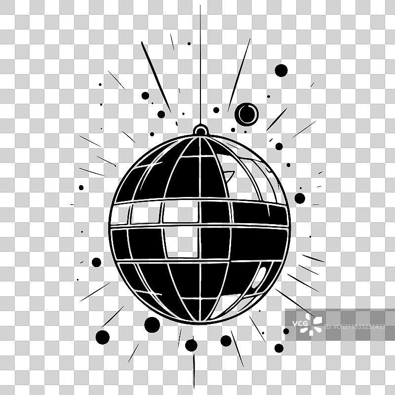 黑色的真实感迪斯科球墨水素描图片素材