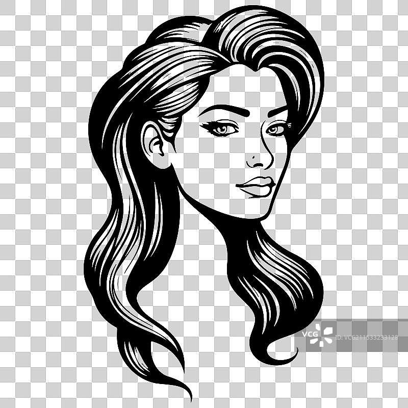 黑色头发的雕刻图案图片素材