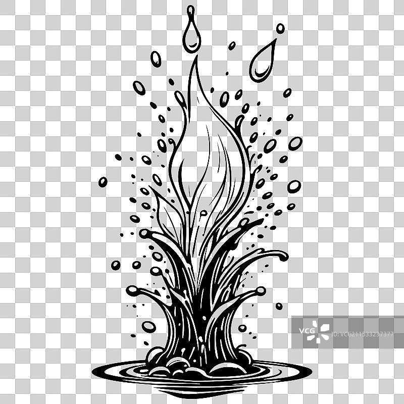 逼真的水蜘蛛画作，黑色线条图片素材