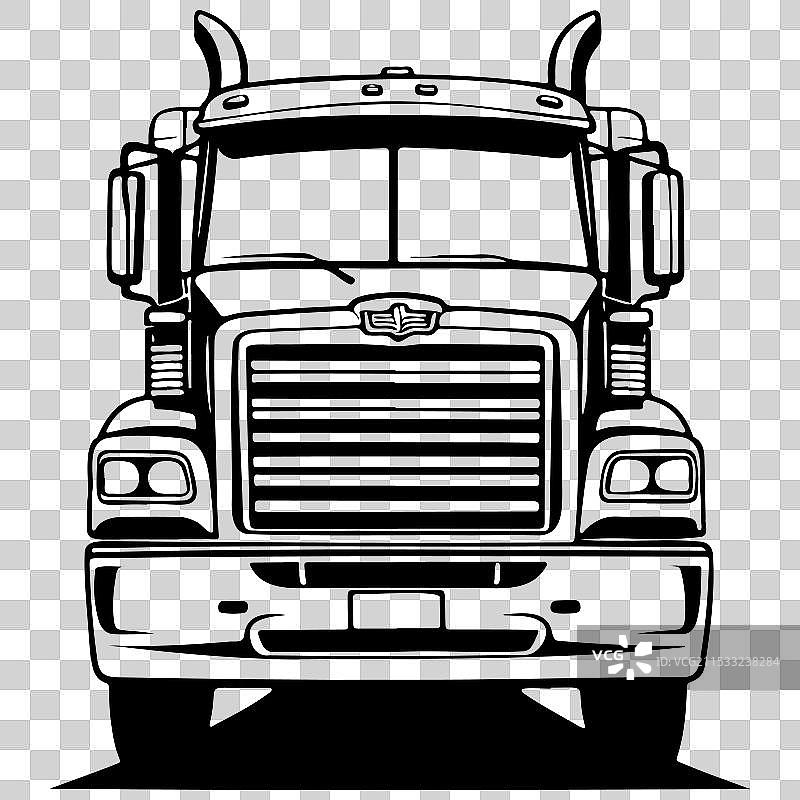 半挂车黑线绘图，孤立线条图片素材