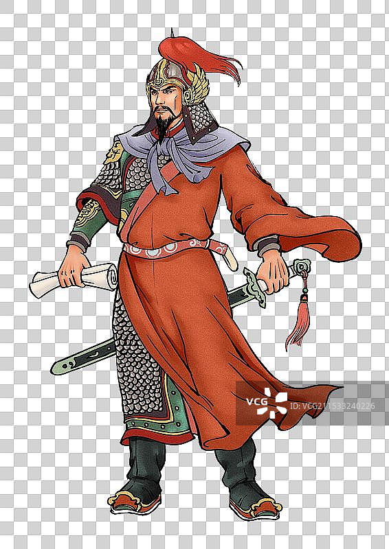 民族英雄岳飞国风水墨风彩稿图片素材