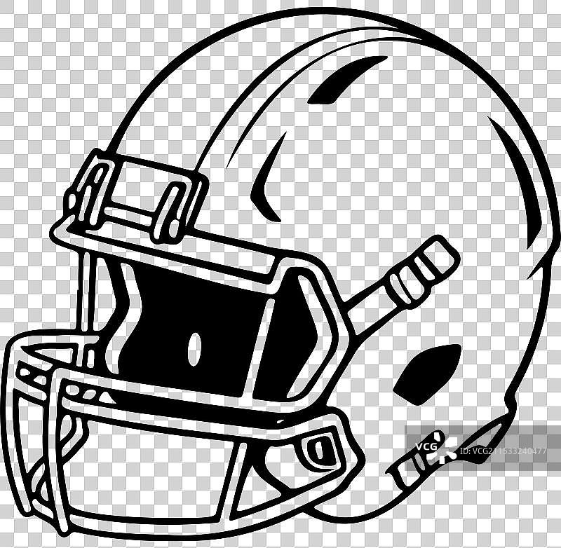 黑色足球头盔的逼真墨水素描图片素材