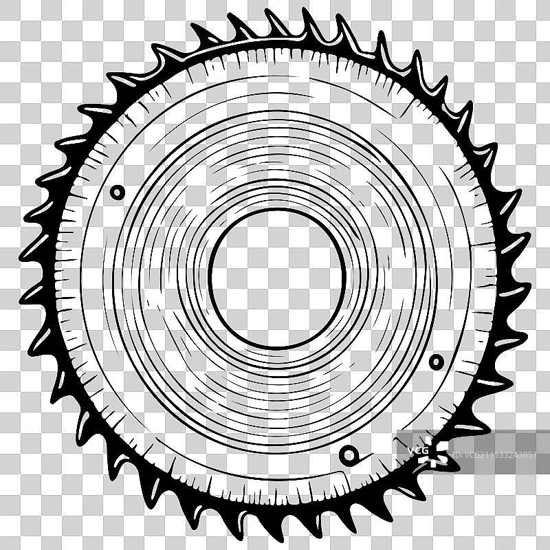 锯片单色轮廓图真实描绘图片素材