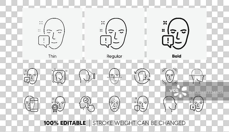 人脸识别线条图标生物识别检测图片素材