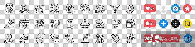 医生指纹和支持聊天线图标图片素材