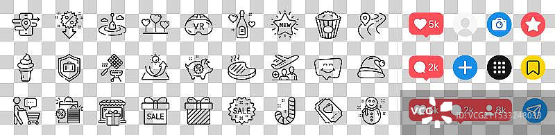 乘客、爱、票和道路线图标包图片素材