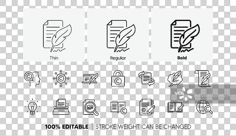 版权打字机的文案线条图标图片素材
