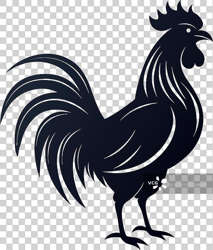 风格化的公鸡剪影部落艺术图片素材