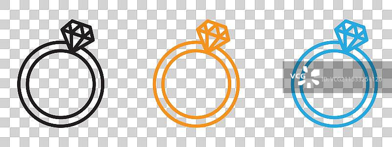 钻戒图标细线集合图片素材