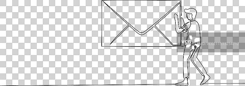 年轻商人的连续一笔画图片素材