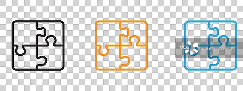 拼图图标细线集合图片素材