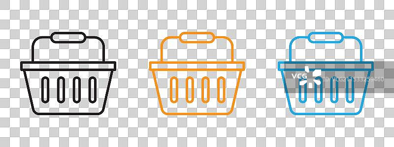 购物篮图标细线集合图片素材