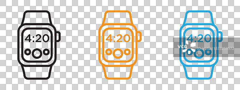 智能手表图标细线集合图片素材