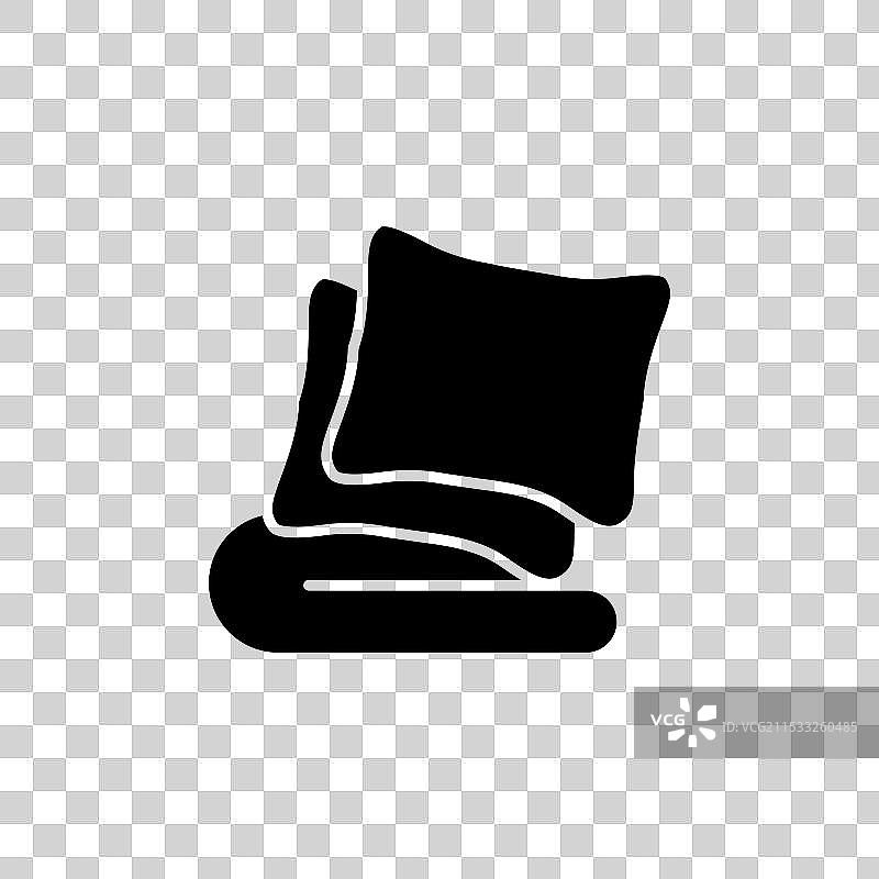 酒店床上用品套件与枕头图标套件，羽绒被图片素材