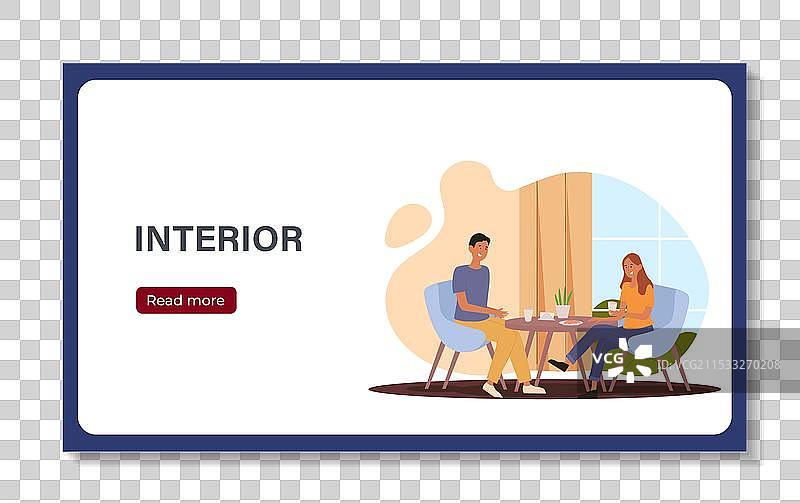 室内设计师海报，男女坐在一起图片素材