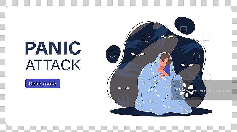 恐慌发作海报，男子用毯子遮住自己图片素材