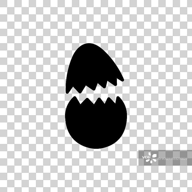 破碎的鸡蛋图标集，带裂缝的鸡蛋符号图片素材