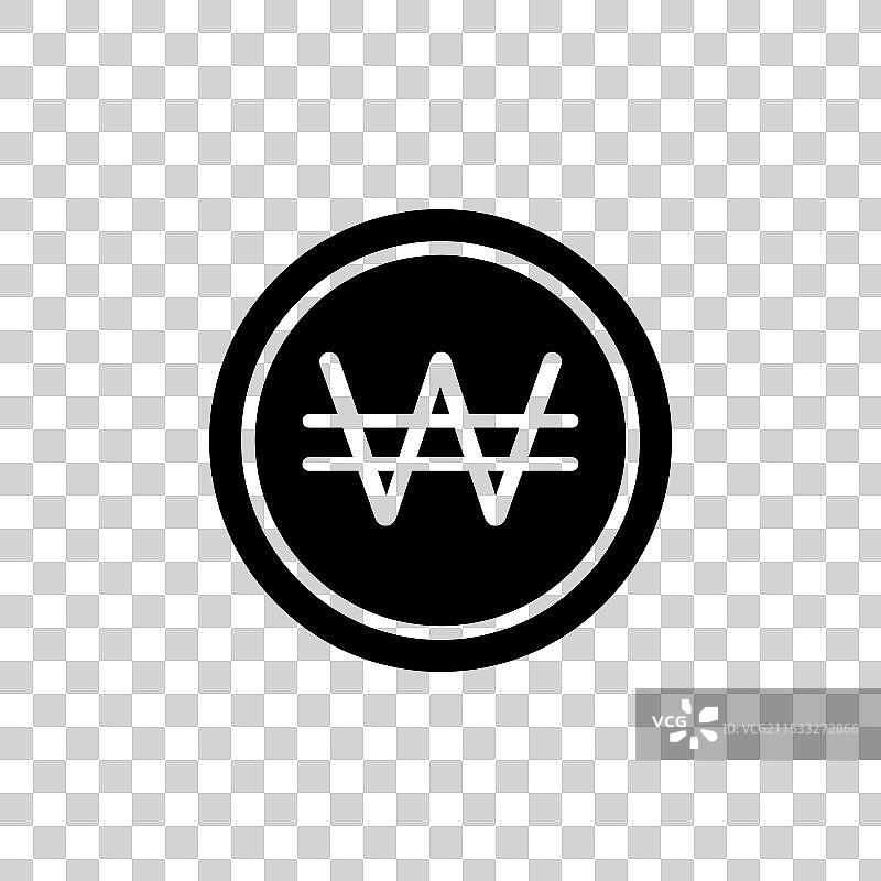 韩国圆标志图标集，韩国货币硬币符号图片素材