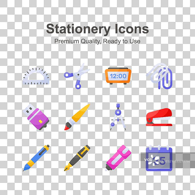 精美设计的可编辑文具图标集图片素材
