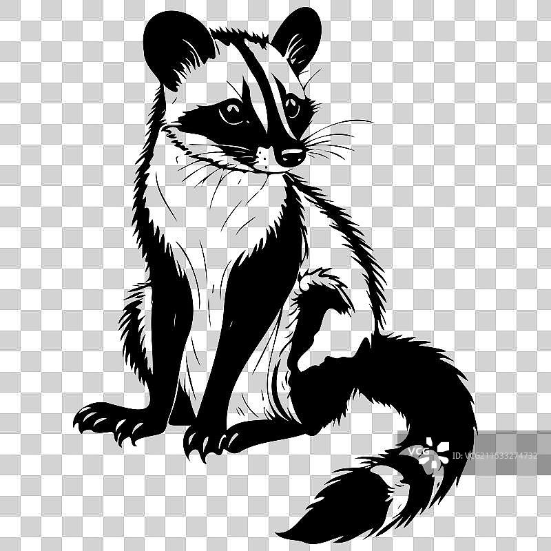 非洲果子狸坐着的写实手绘图图片素材