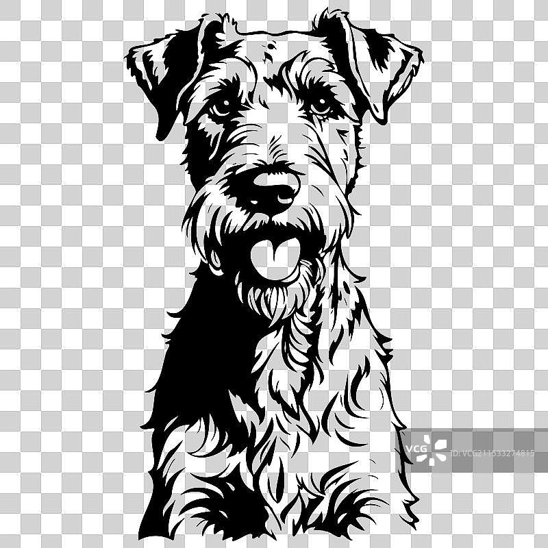 黑色手绘的艾尔达犬肖像图片素材