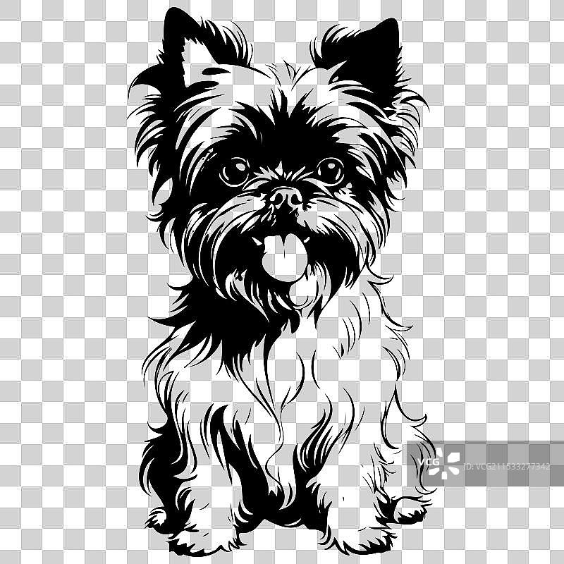 黑色阿芬品犬肖像单色轮廓图片素材