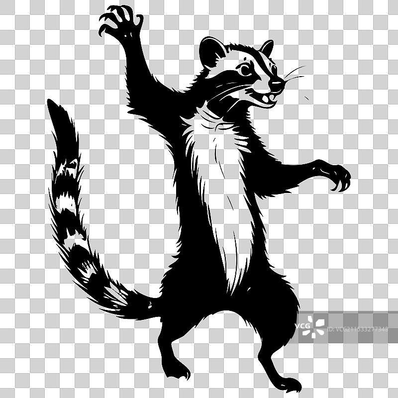 黑非洲果子狸跳跃的手绘图图片素材