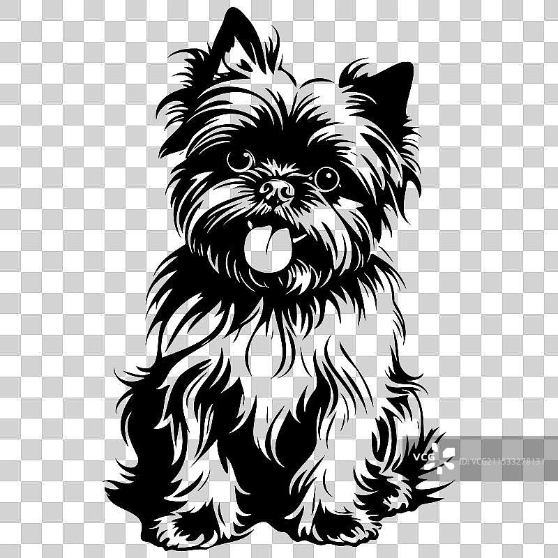 坐着的墨水阿芬平犬雕刻画图片素材