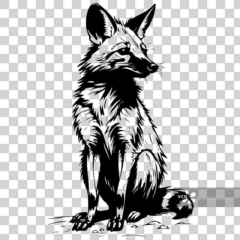 手绘的逼真土狼坐姿动物图片素材