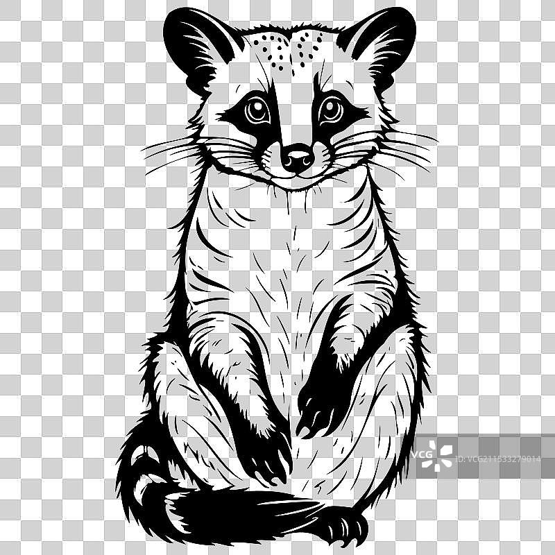 逼真的亚洲果子狸坐在复古手上图片素材