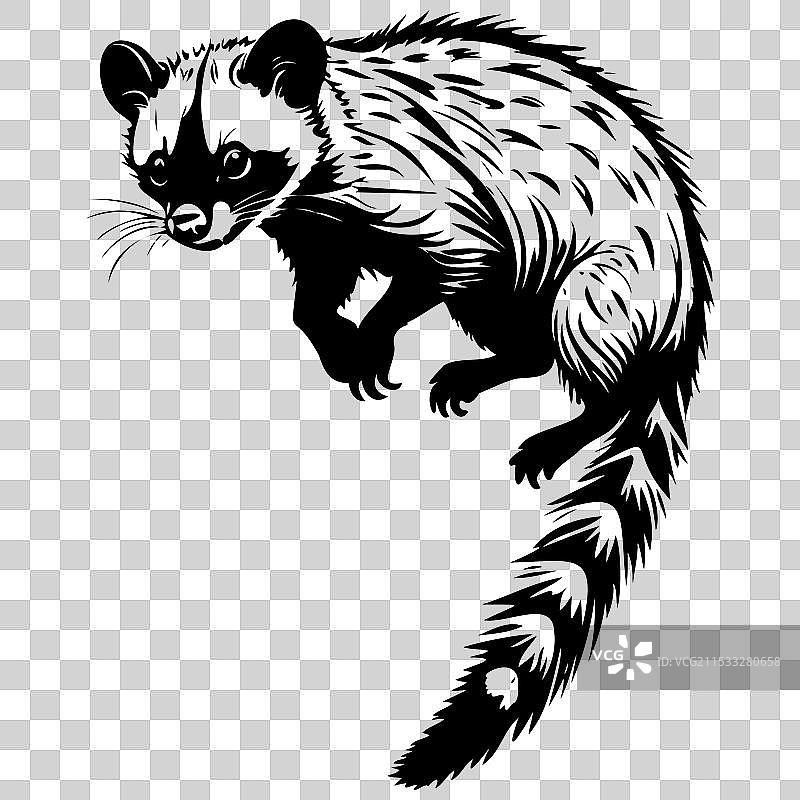 条纹棕榈貓跳跃素描手绘动物图片素材