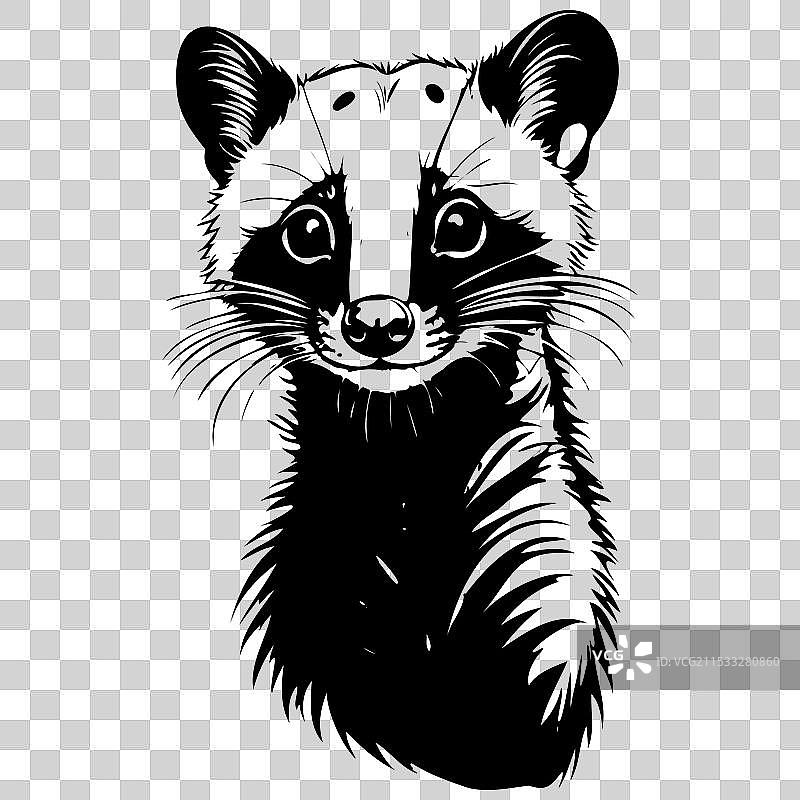 条纹棕榈猫肖像 手绘动物图片素材
