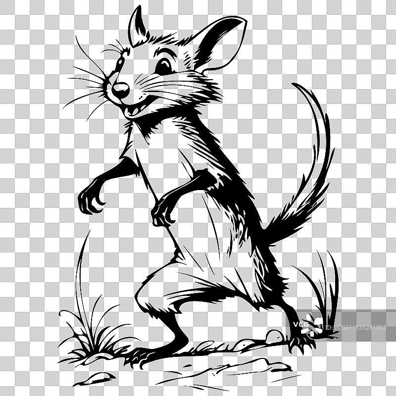 手绘的袋狸跳跃动物透明图像图片素材