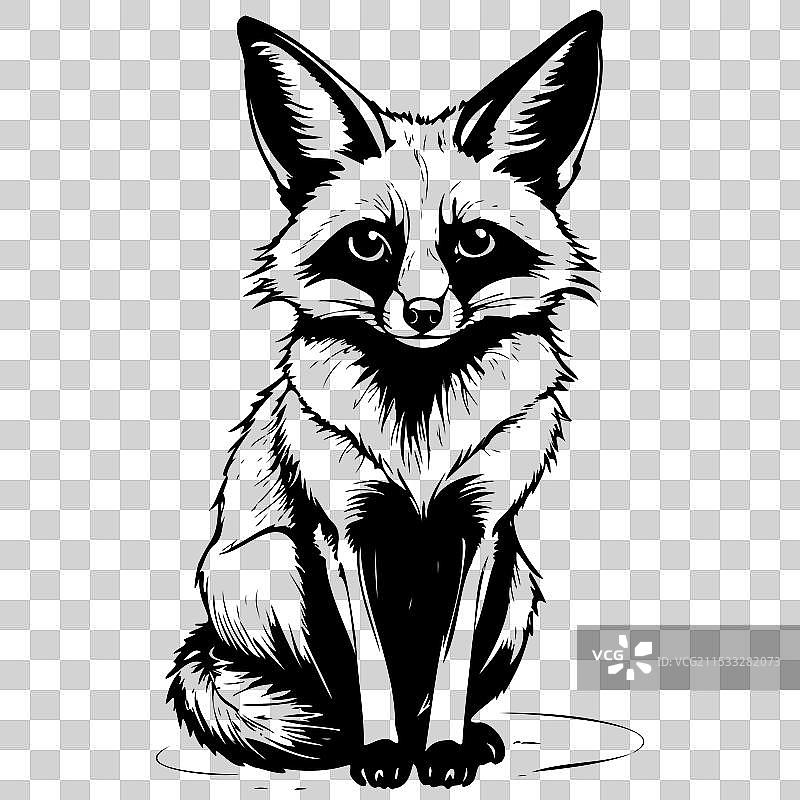 手绘的蝙蝠耳狐坐着图片素材