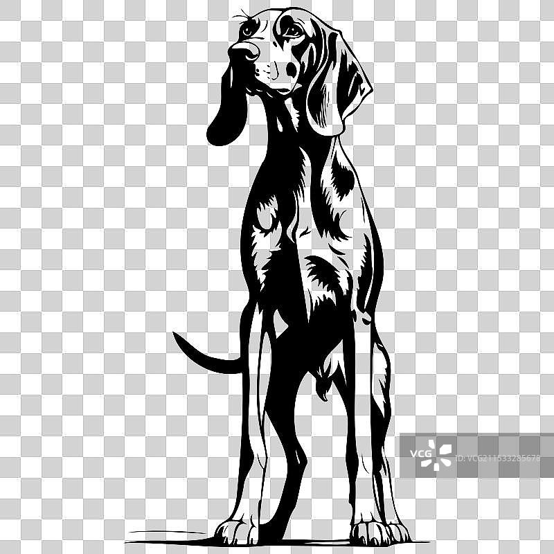 手绘的黑褐色猎犬轮廓图片素材