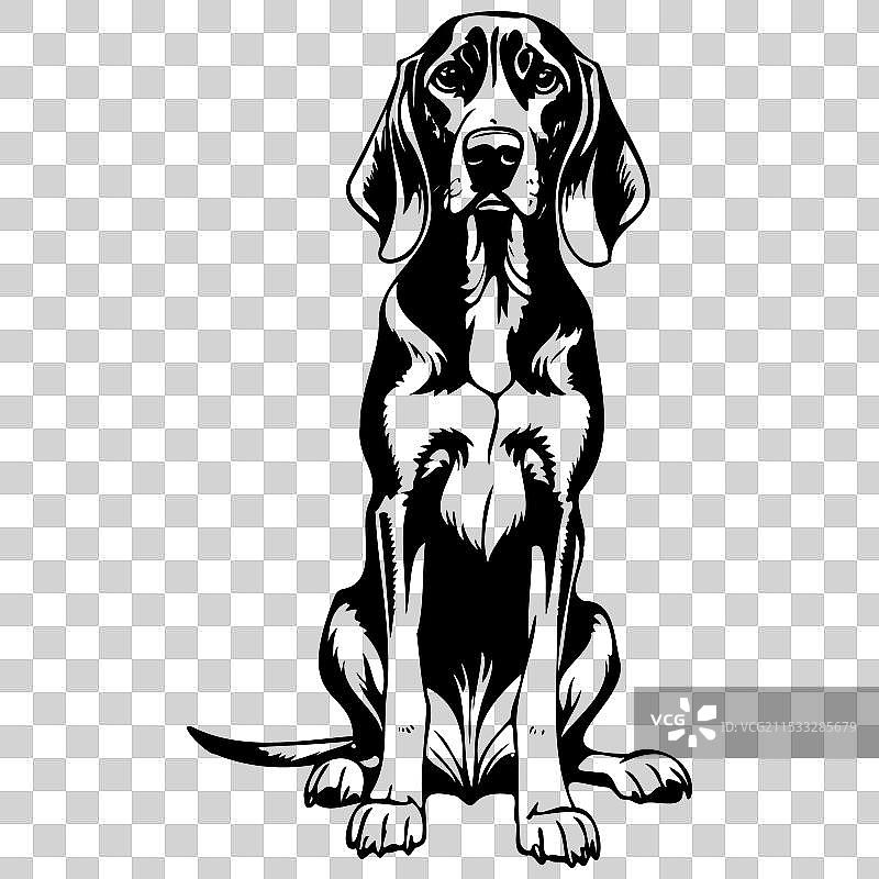 黑色和棕色的浣熊猎犬坐着的画作图片素材